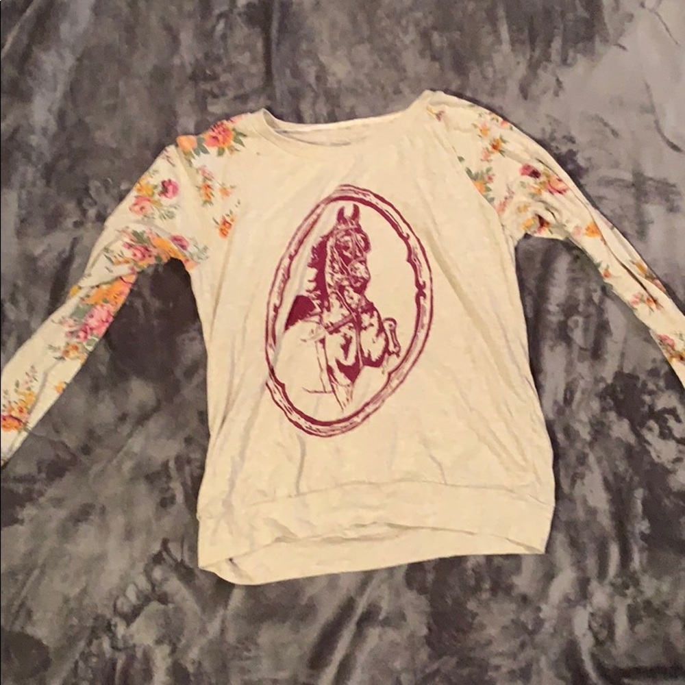 Horse and flower long sleeve shirt